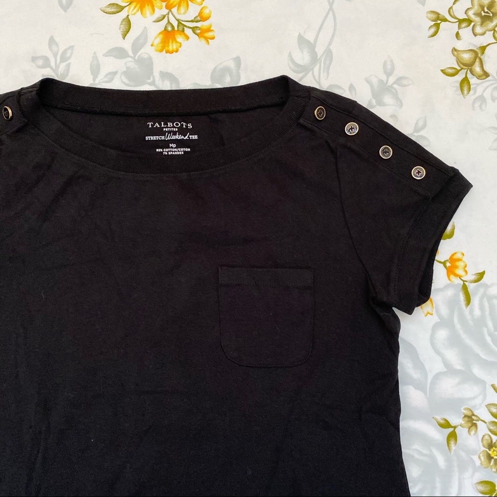 Talbots Size MP Black Basic Tee - image 1